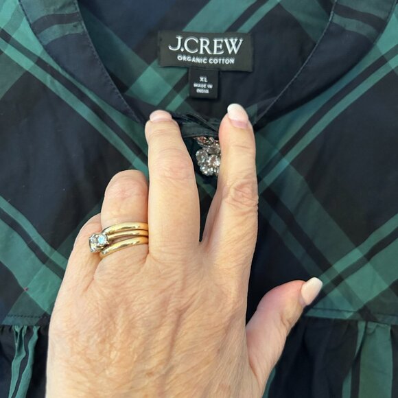 J Crew Women's Blackwatch Tartan Festive Top with fun sparkly buttons, Size XL - Picture 4 of 5